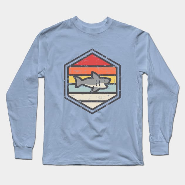 Retro Badge Shark Light Long Sleeve T-Shirt by rojakdesigns